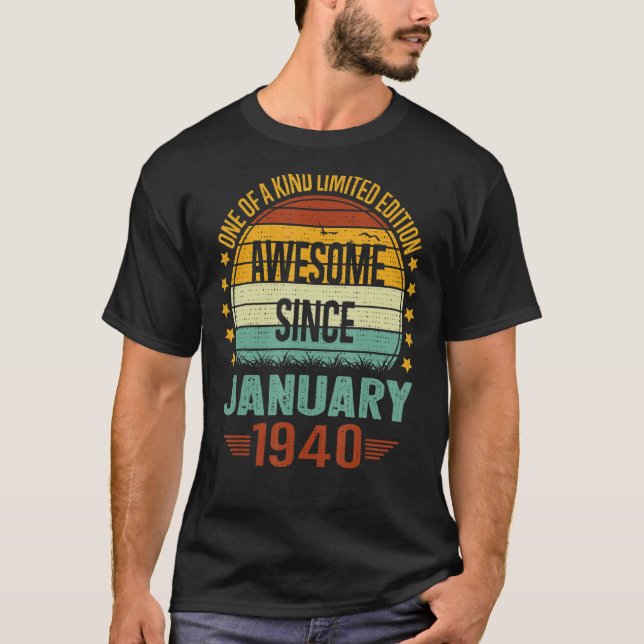 T-shirt 83 Ans Awesome Depuis Janvier 1940 83ème Birt (Devant)