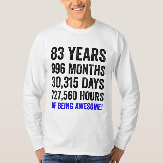 T-shirt 83e anniversaire // Compte à rebours pour l’annive (Devant)