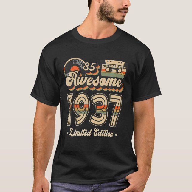 T-shirt 85 Ans Retro 85E Anniversaire Cadeau Meilleur De 1 (Devant)