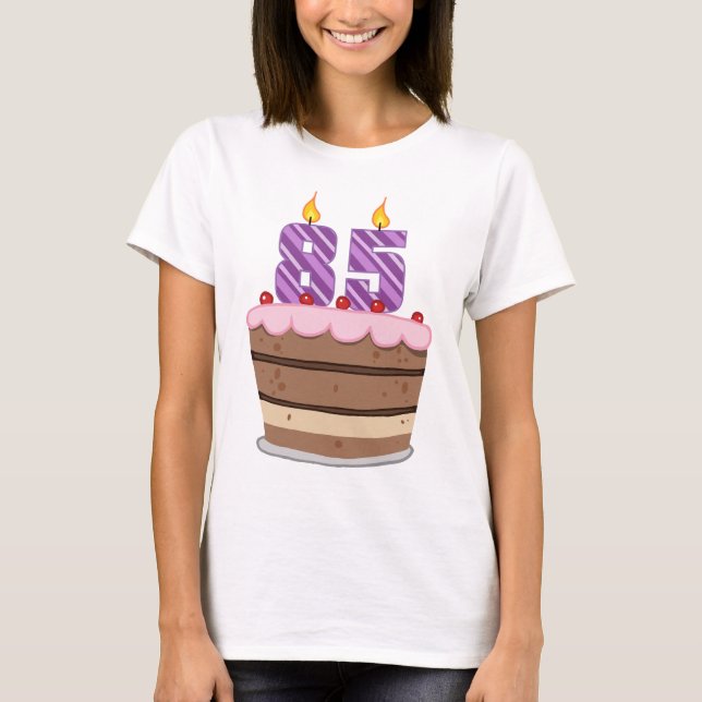T-shirt 85 ans sur le gâteau d'anniversaire (Devant)