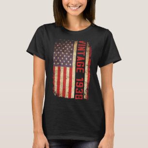 T-shirt 85 ans Vintage 1938 Drapeau américain 85e annivers