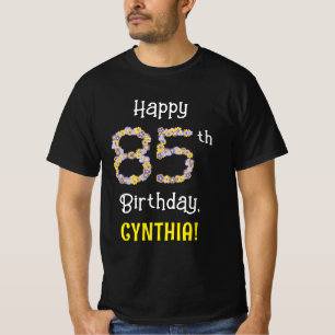 T-shirt 85e anniversaire : Fleurs florales Numéro "85" + N
