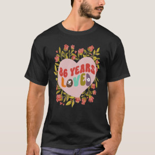 T-shirt 86 ans aimé femmes fête anniversaire rétro fl