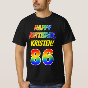 T-shirt 86e anniversaire — Bold, Fun, Rainbow 86, Nom pers