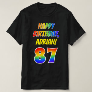 T-shirt 87e anniversaire — Bold, Fun, Rainbow 87, Nom pers