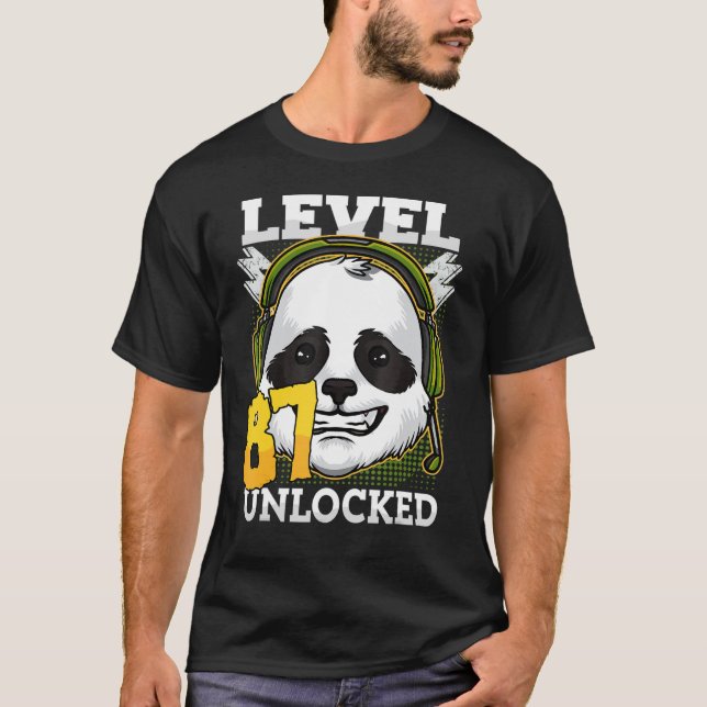 T-shirt 87th Birthday Panda Bear Level 87 Unlocked Funny G (Devant)