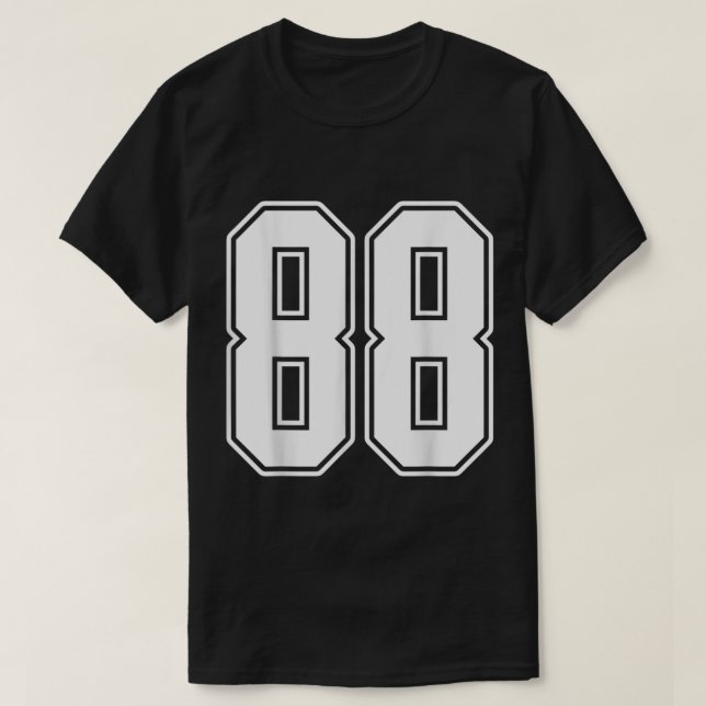 T-shirt 88 White Outline Number 88 Sports Fan Jersey Style (Design devant)