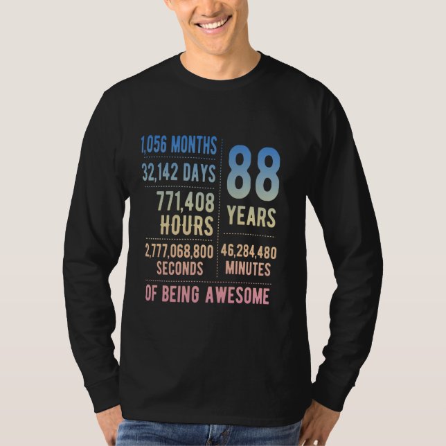 T-shirt 88e anniversaire Hommes Femmes Drôle 88 ans (Devant)