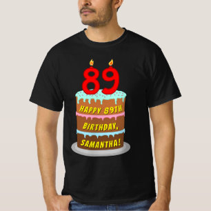 T-shirt 89e anniversaire — Fun Cake & Candles, avec nom pe