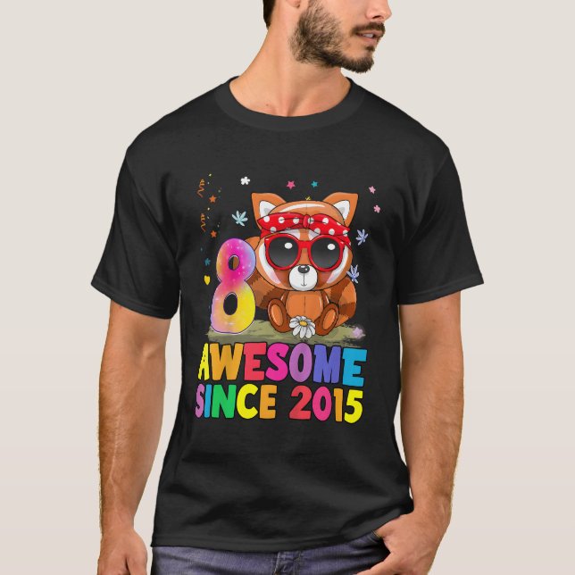 T-shirt 8 8E Panda Rouge Awesome Depuis 2015 (Devant)