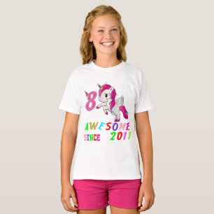 T-shirt 8 années de 8ème d'anniversaire de licorne fille