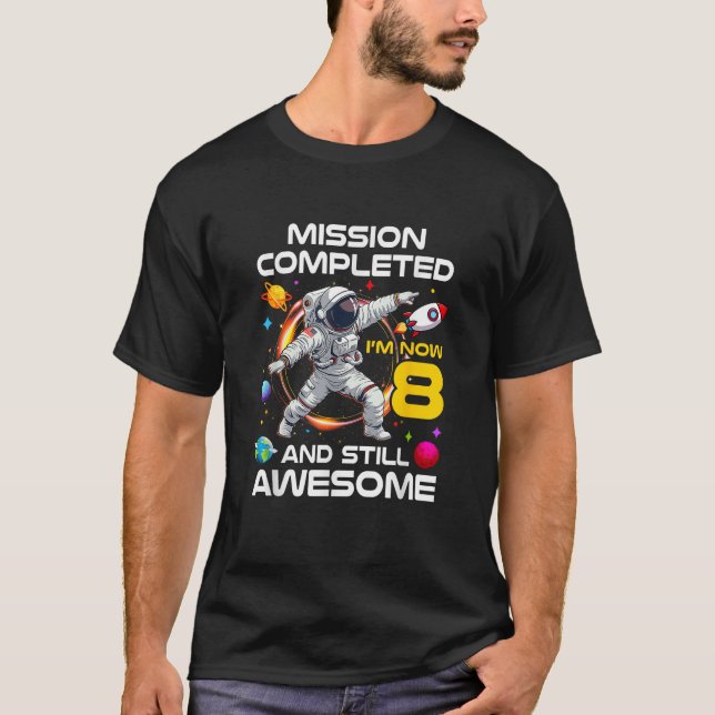 T-shirt 8 Anniversaire Astronaut 8 Ans Vieux Bir Espace Ex (Devant)