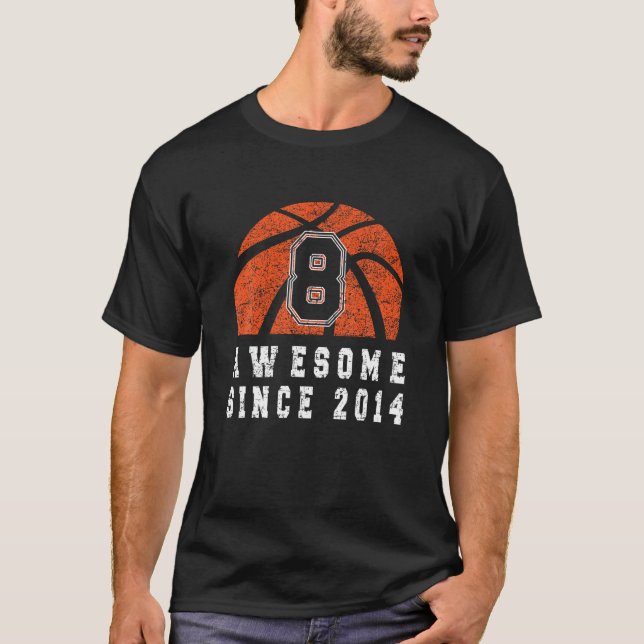 T-shirt 8 Anniversaire Basketball Boy Né En 2014 Basketbal (Devant)