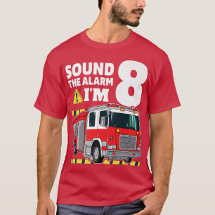 T-shirt 8 Anniversaire Boy Fire Truck 8 Huit Ancien Feu