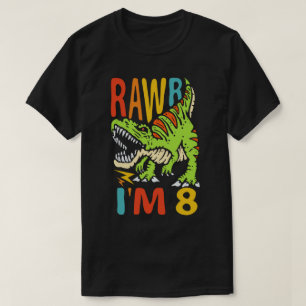 T-shirt 8 Anniversaire Dinosaur T Rex Rawr I'm 8 For Boys