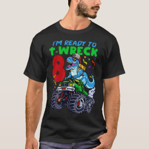 T-shirt 8 Anniversaire Monster Truck Dinosaur
