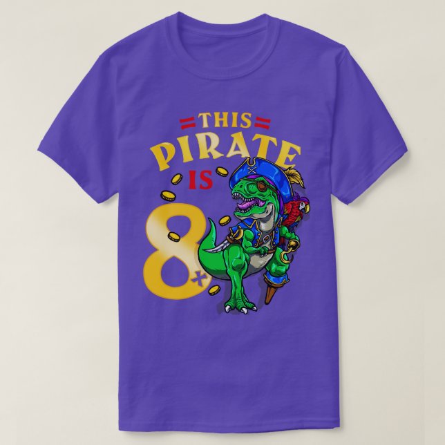 T-shirt 8 Anniversaire Pirate Dinosaur 1 (Design devant)