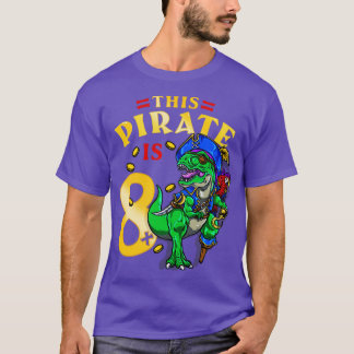 T-shirt 8 Anniversaire Pirate Dinosaur 1