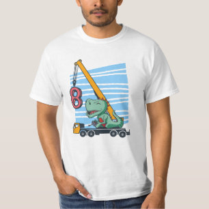 T-shirt 8 ans 8e anniversaire grue mobile dinosaure