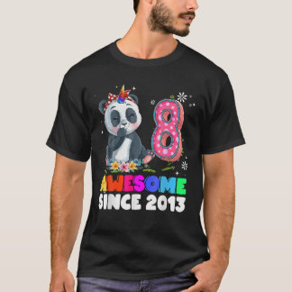 T-shirt 8 Ans 8E Anniversaire Panda Unicorn Fille Party