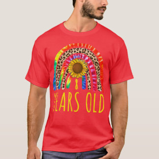 T-shirt 8 Ans 8e Anniversaire Tie Dye Tournesol Leopard