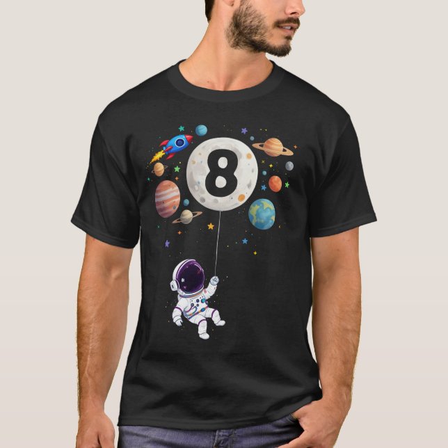 T-shirt 8 ans Anniversaire Planètes Astronaut 8e Anniversa (Devant)