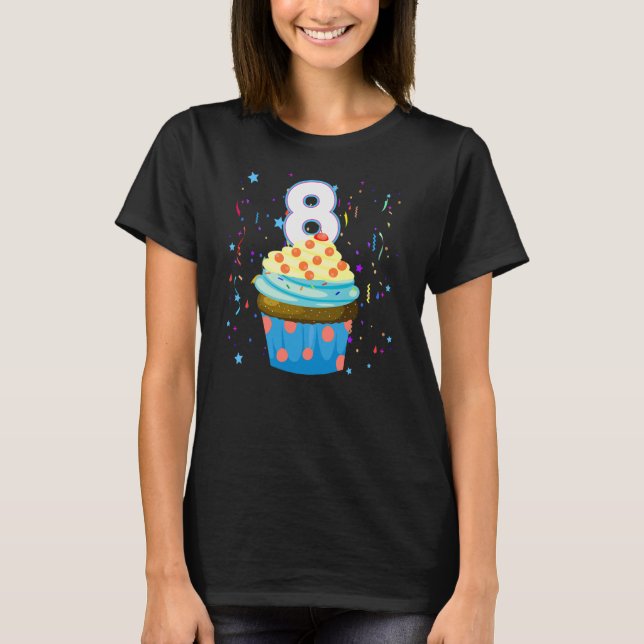 T-shirt 8 ans c'est mon 8e anniversaire Sweet cupcake Boy (Devant)