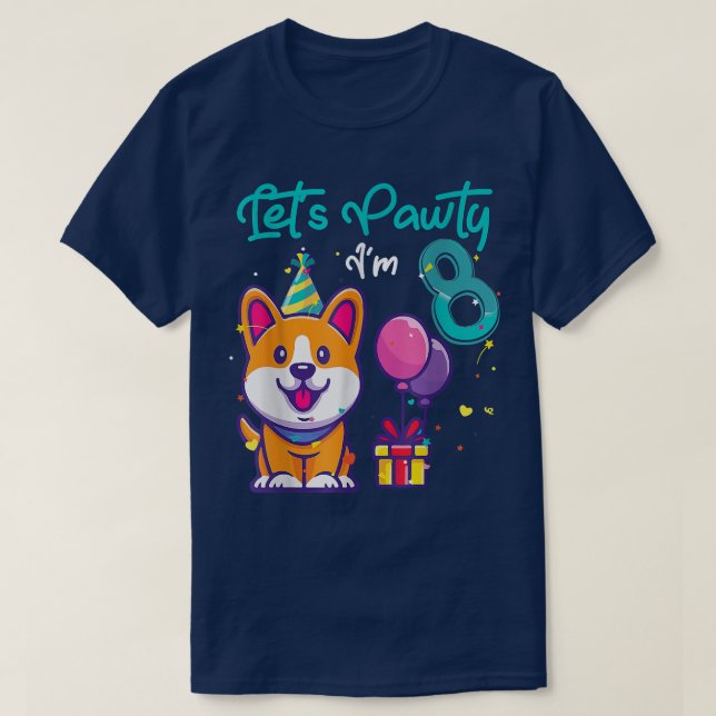T-shirt 8 Ans Corgi Amoureux des chiens 8e Anniversaire Pa (Design devant)