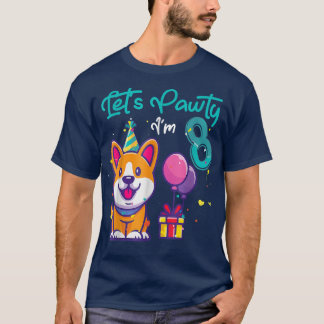 T-shirt 8 Ans Corgi Amoureux des chiens 8e Anniversaire Pa