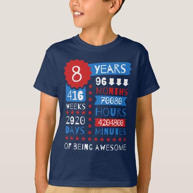 T-shirt 8 ans d'être génial - 8e anniversaire maillot cade (Devant)