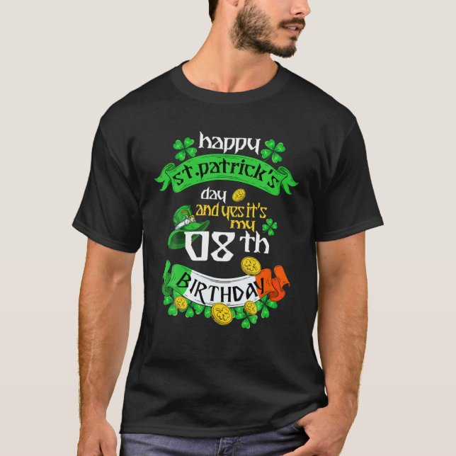 T-shirt 8 Ans Jour de la Saint Patrick Mon 8E Anniversaire (Devant)