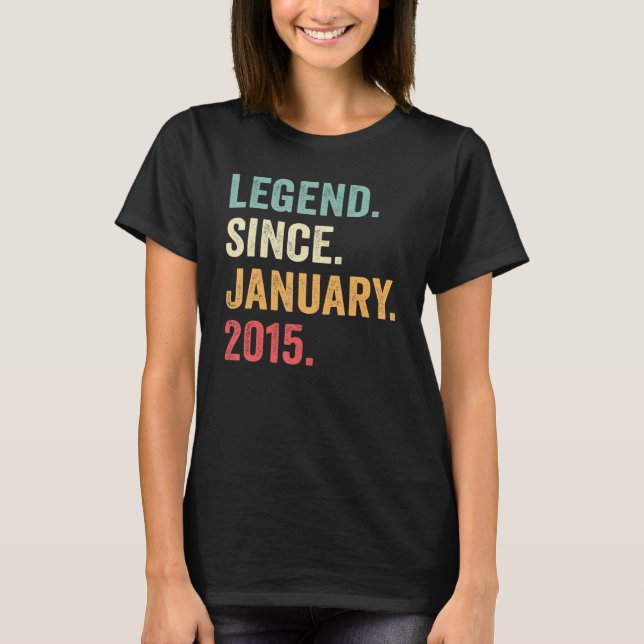 T-shirt 8 Ans Légende depuis Janvier 2015 8e Anniversaire (Devant)