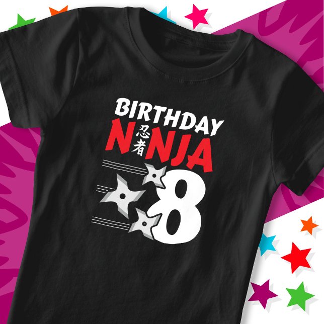 T-Shirt 8 Ans Ninja Party Stars Enfants 8e anniversaire (Créateur téléchargé)