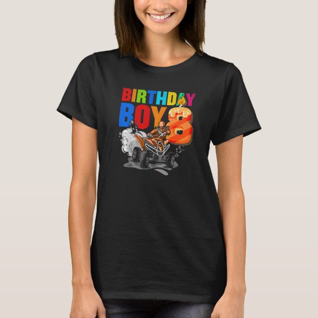 T-shirt 8 ans Quad Anniversaire Thème de fête VTT 4 Roue (Devant)