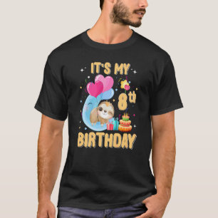 T-shirt 8 Ans Sloth 8e Anniversaire Girl Party mignonne Sl