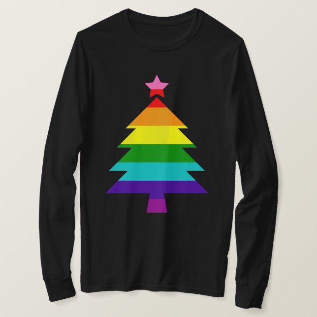 T-shirt 8 bandes LGBT Fierté Drapeau Arbre de Noël Arc-en- (Design devant)