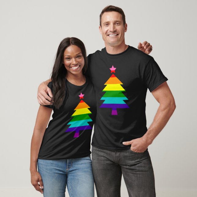 T-shirt 8 bandes LGBT Fierté Drapeau Arbre de Noël Arc-en- (Unisexe)