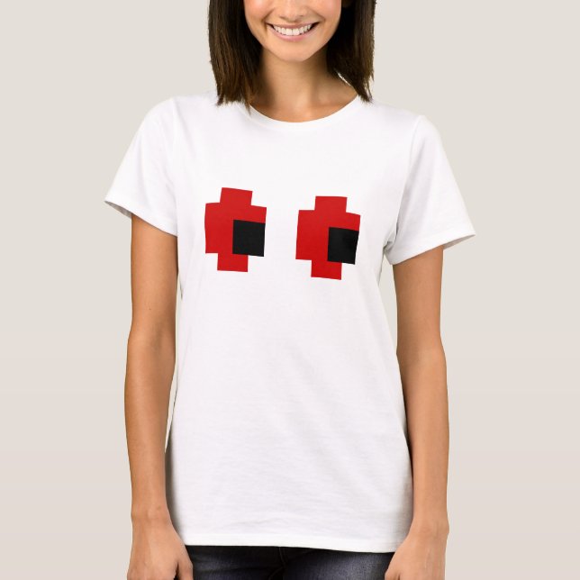 T-shirt 8 bits Éffrayants yeux rouges (Devant)