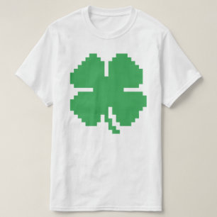 T-shirt 8 bits Pixel Lucky Four Leaf Clocher