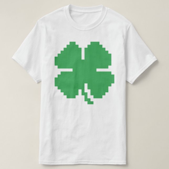 T-shirt 8 bits Pixel Lucky Four Leaf Clocher (Design devant)