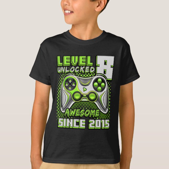 T-shirt 8 Déverrouillé Awesome 2015 jeu vidéo 8e anniversa (Devant)