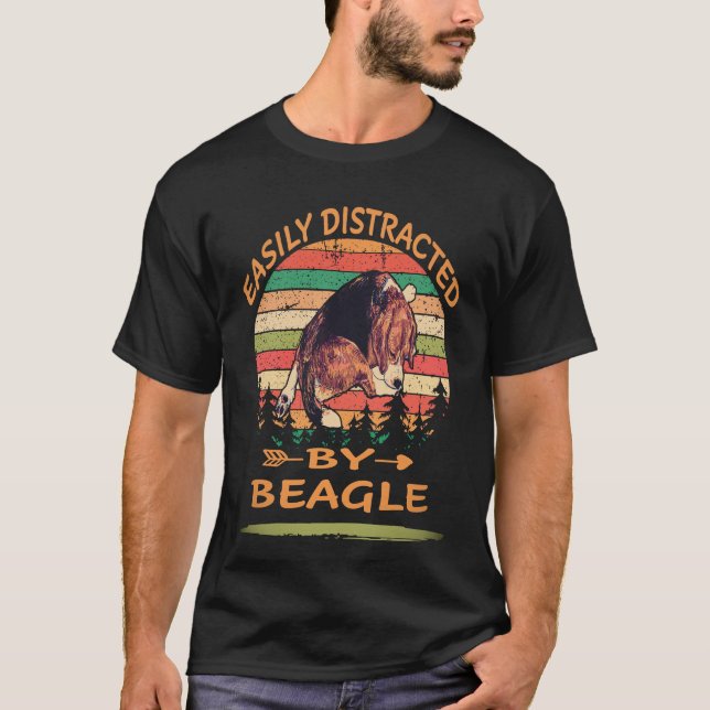 T-shirt 8 Facilement Distrait Par Beagle (Devant)
