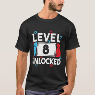 T-shirt 8 Joueur déverrouillé 8e anniversaire Joueur vidéo