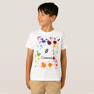 T-shirt 8 Nom Art Party Éclaboussures Colorées