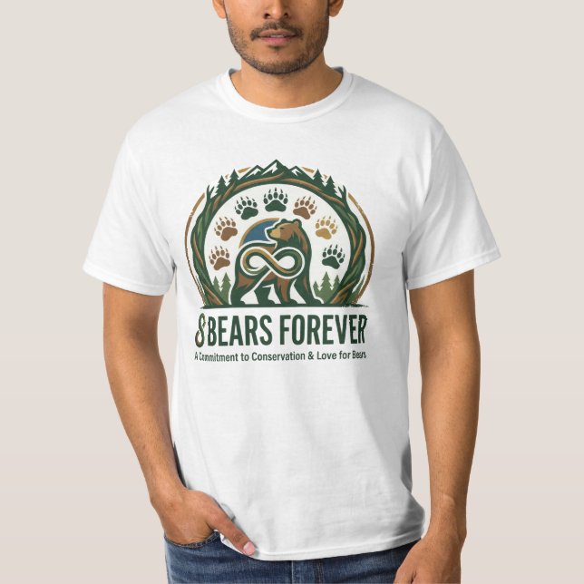 T-shirt 8 ours pour toujours tons terreux. (Devant)