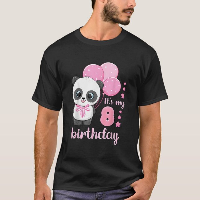 T-shirt 8 Panda K Balloons It'S My 8Th (Devant)