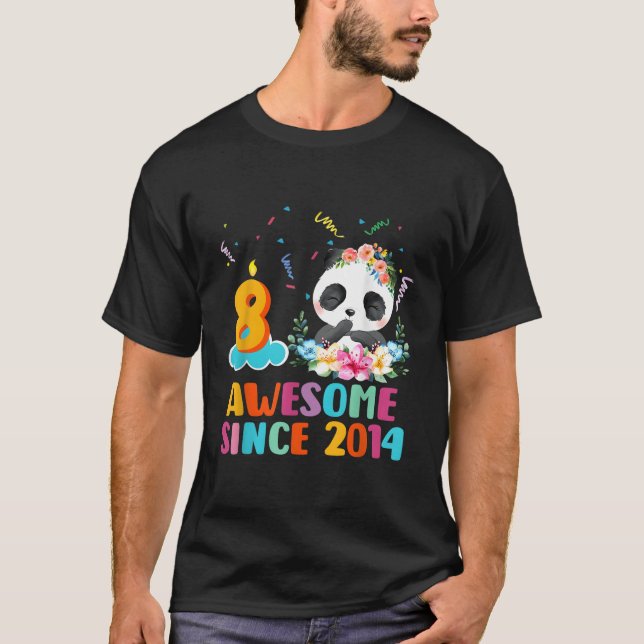 T-shirt 8 Panda Unicorn Awesome Depuis 2014 8E (Devant)