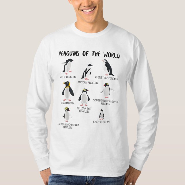 T-shirt 8 Rares pingouins du monde - Animaux amusants (Devant)