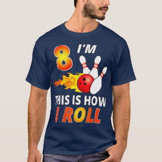 T-shirt 8 year old bowling birthday Boy Funny Bowler Girl