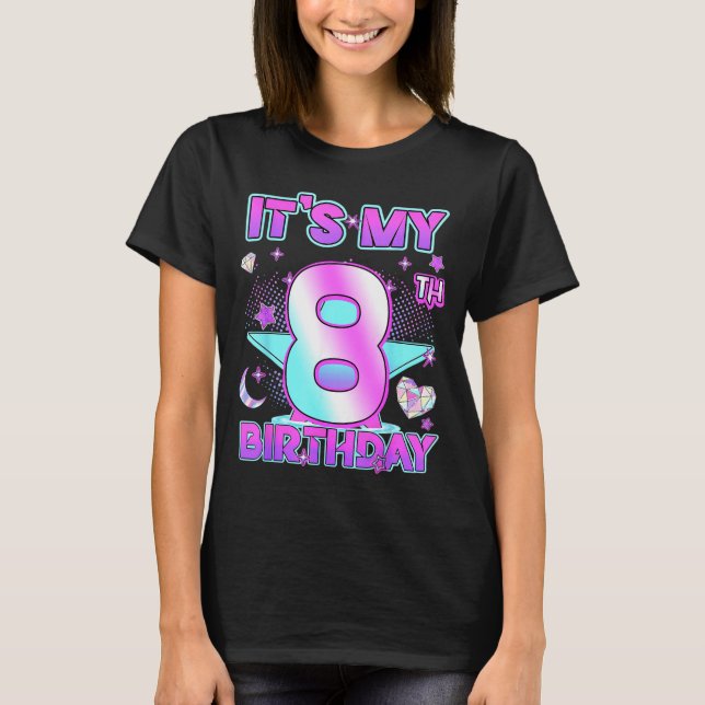 T-shirt 8 Years Old Birthday Kp Kids 8th Birthday Girls K- (Devant)